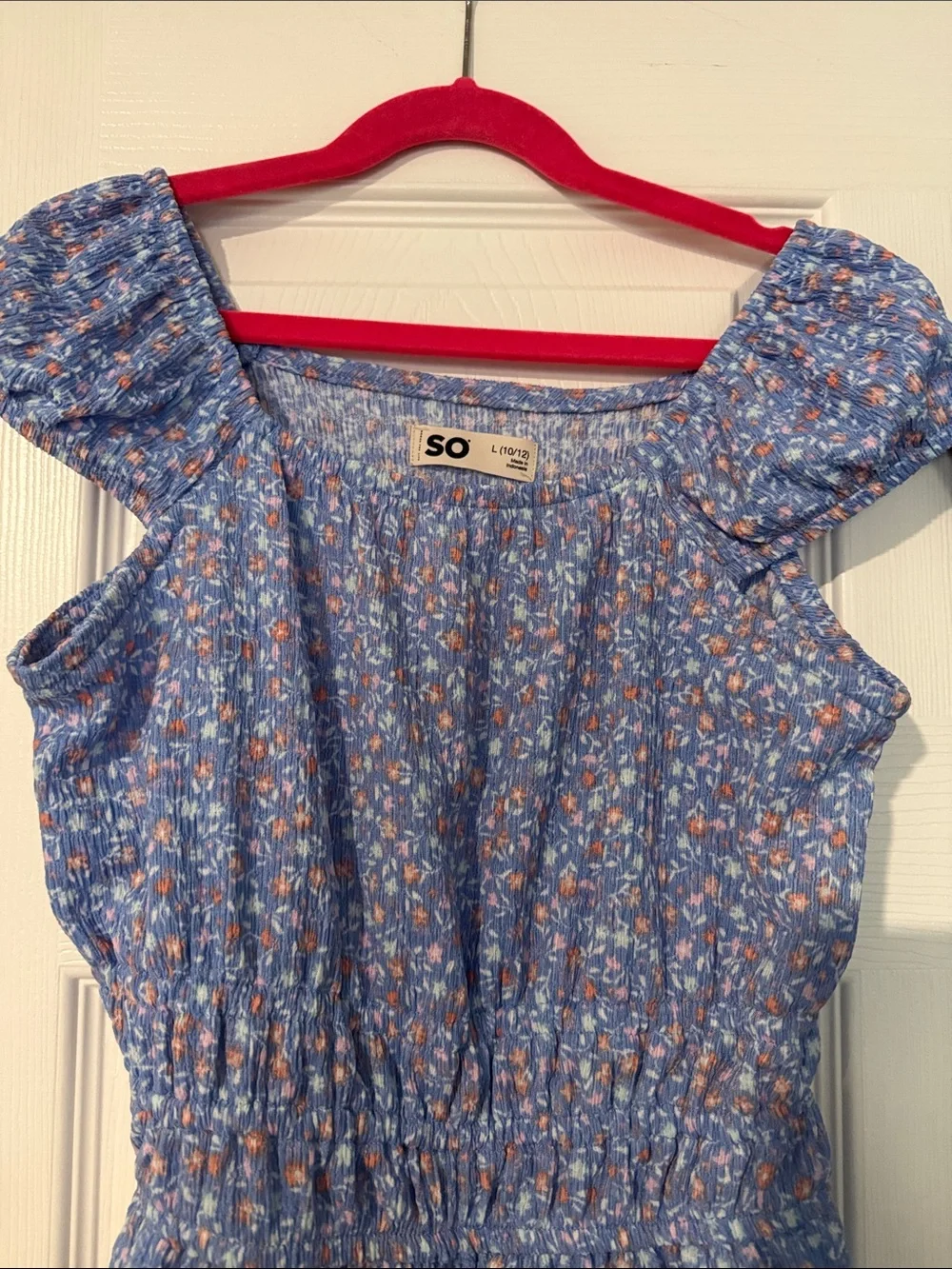 SO Girls Blue Floral Romper & Green Ribbed Knit Dress
